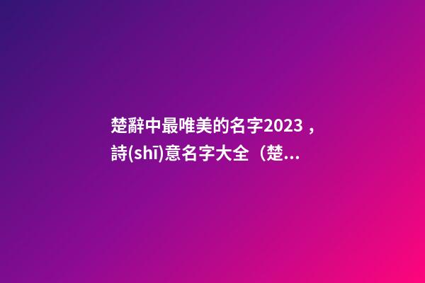 楚辭中最唯美的名字2023，詩(shī)意名字大全（楚辭中最唯美的名字2023,詩(shī)意名字大全女）